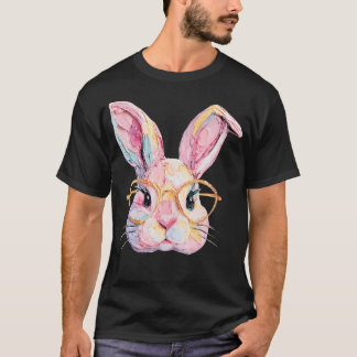 Roliga kaninansiktsglasögon Ägg Kanin Glad påsk T Shirt