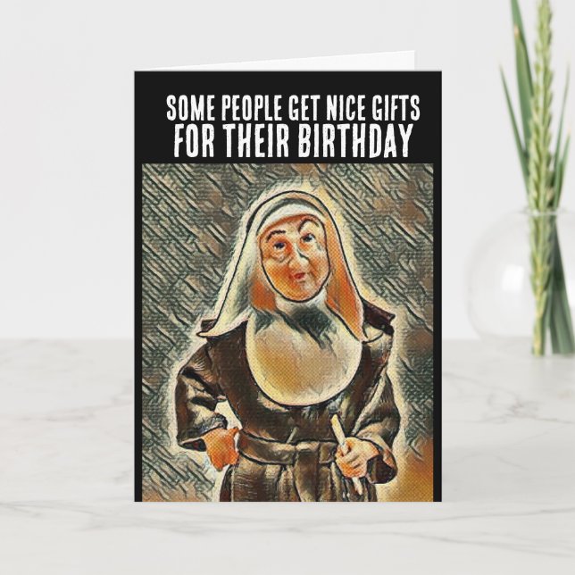 ROliga KATOLSKA NUNNA FÖDELSEDAGSKORT KORT (Framsida)