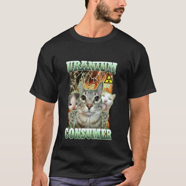 Roliga Katt Dank Memes Uranium Konsument Dum Katt  T Shirt (Framsida)
