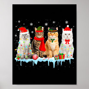 Roliga katt julbelysning renar tomte jul kit poster
