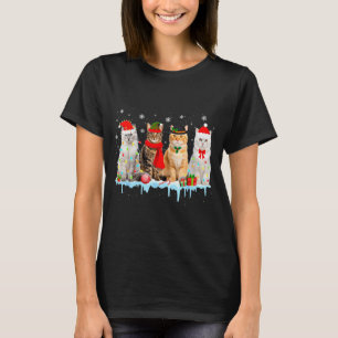 Roliga katt julbelysning renar tomte jul kit t shirt