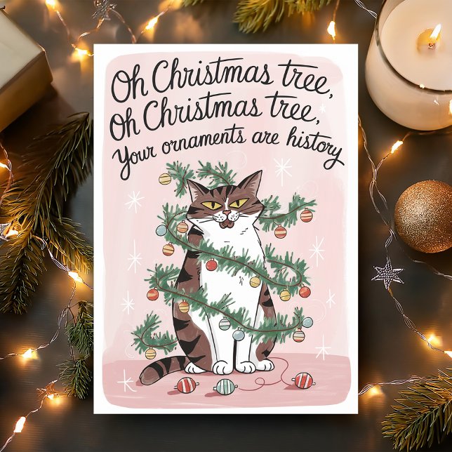 Roliga katt julgran ornament julkort helgkort (Skapare uppladdad)