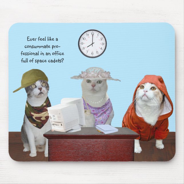 Roliga katt-/kattungekontorsmedarbetare Mousepad Musmatta (Framsidan)