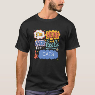 Roliga Kattälskare Retro Pop Art Design T Shirt