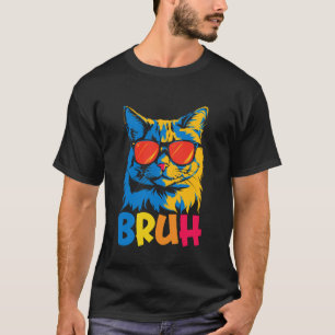 Roliga Kattansikte Solglasögon Bruh Meme Retrohumo T Shirt