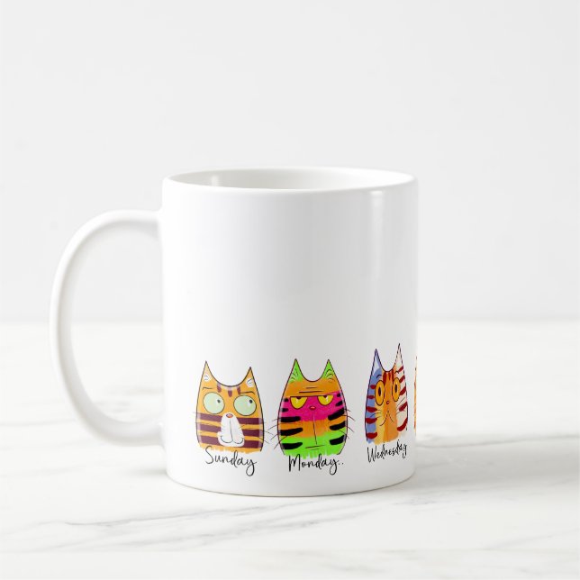 Roliga Kattdagar Veckodagar Kaffemugg (Vänster)
