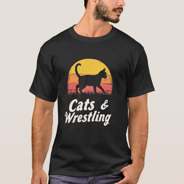 Roliga katter brottas vintage t shirt (Framsida)