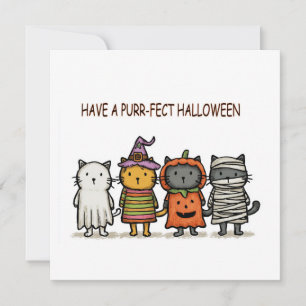 Roliga katter Glad Halloween Julkort