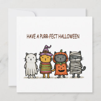 Roliga katter God Halloween Julkort