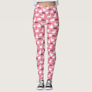Roliga katter i yogaställningar mönster rosa leggings