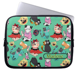 Roliga Katter Monogrammerad Elektronikväska Laptop Fodral