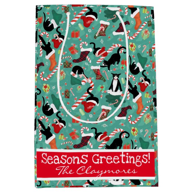 Roliga katter och strumpor anpassad presentpåse i  (Framsidan)