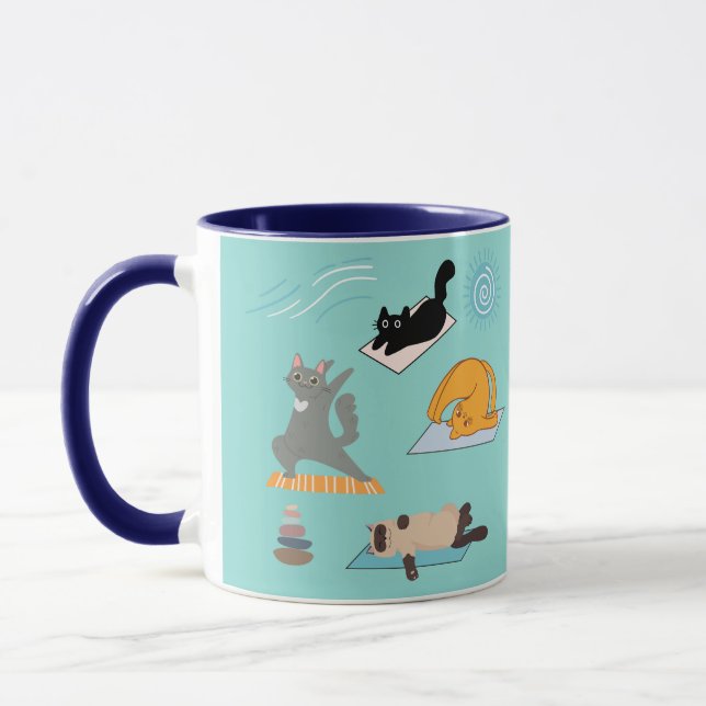 Roliga katter på yoga mugg (Vänster)