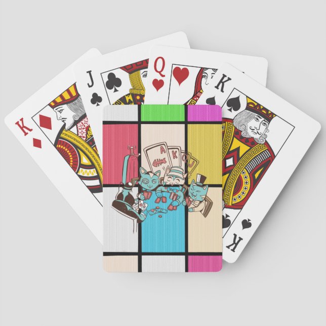 Roliga Katter Poker Spelare Design Casinokort (Baksidan)