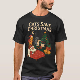 Roliga Katter Räddar Julen Santa Katt Jul T-Shirt