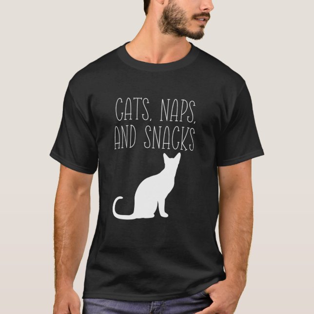 Roliga Katter Sömn Och Snacks Kitty Yoga Idé T Shirt (Framsida)
