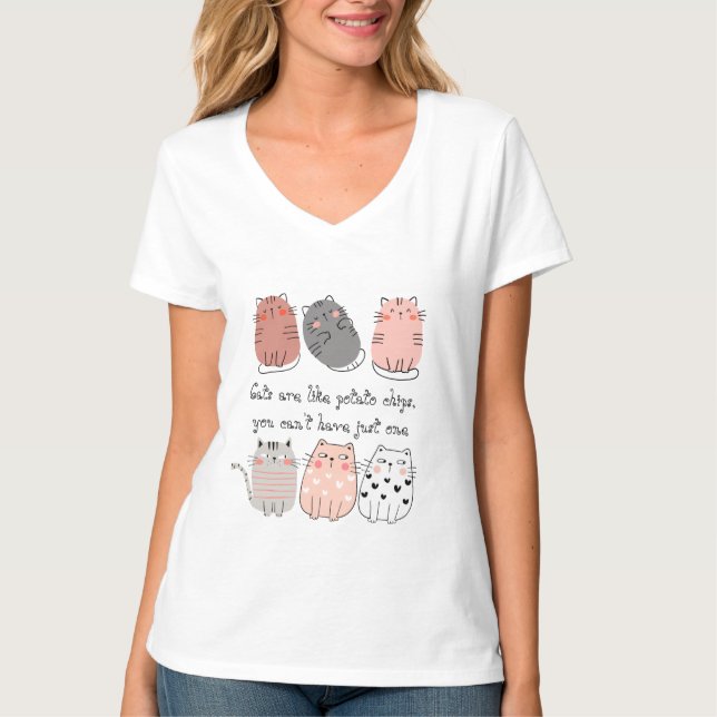 Roliga katter, söta katter t shirt (Framsida)