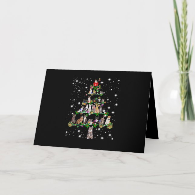 Roliga Katters Julgran Tee Ornament Dekoration Gåv Kort (Framsida)