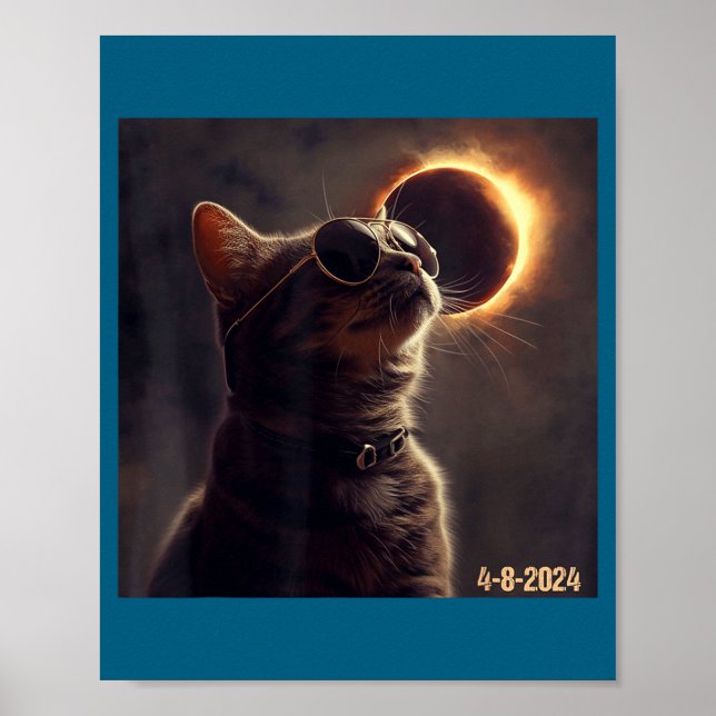 Roliga kattglasögon Total solförmörkelse Poster (Framsidan)