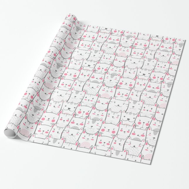 Roliga kattungar katter kattunge present presentpapper (Utrullad)