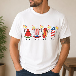 Roliga Kawaii Patriotiska Matkaraktärer med Gläns T Shirt