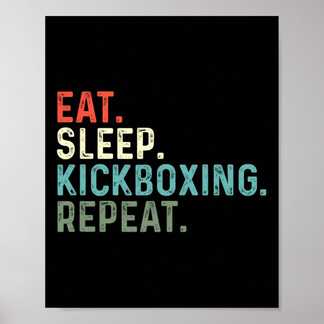 Roliga Kickboxare Äter Sova Kickboxning  Poster (Framsidan)