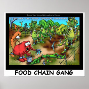 Roliga konstaffischer Food Chain Gang Poster