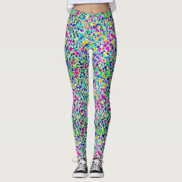 Roliga Konstnärliga Färgglada Konfettipunkter Vatt Leggings