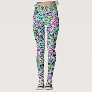 Roliga Konstnärliga Färgglada Konfettipunkter Vatt Leggings