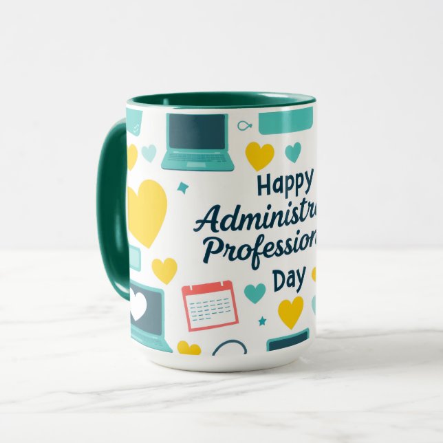 Roliga kontorsikoner Administrativa dagmönster Mugg (Framsida vänster)
