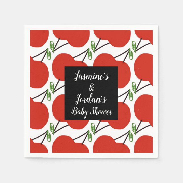 Roliga körsbär baby shower servetter (Framsidan)