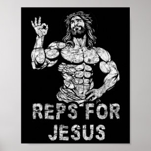 Roliga kristna reps för Jesus Rolig träning bodybu Poster