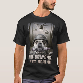 Roliga kritor lämnade soldat selfie hund t shirt