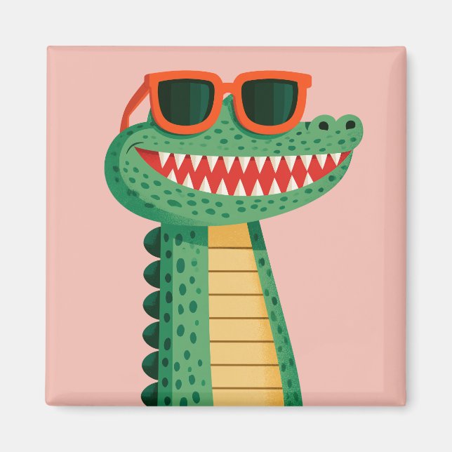 Roliga Krokodil Solglasögon Söt Tecknad Djur Magnet (Framsidan)