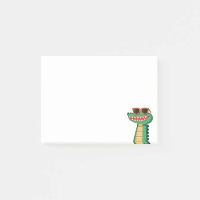 Roliga Krokodil Solglasögon Söt Tecknad Djur Post-it Block (Framsida)