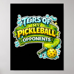 Roliga kvinnliga spelare pickle ball tårar av poster