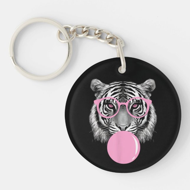 Roliga Kvinnors Tiger Glasögon & Rosa Bubblegum An (Framsidan)