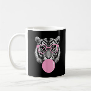 Roliga Kvinnors Tiger Glasögon & Rosa Bubblegum An Kaffemugg