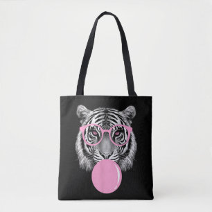 Roliga Kvinnors Tiger Glasögon & Rosa Bubblegum An Tygkasse