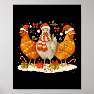 Roliga Kyckling Julbelysning Tomte Hattar Renar Poster