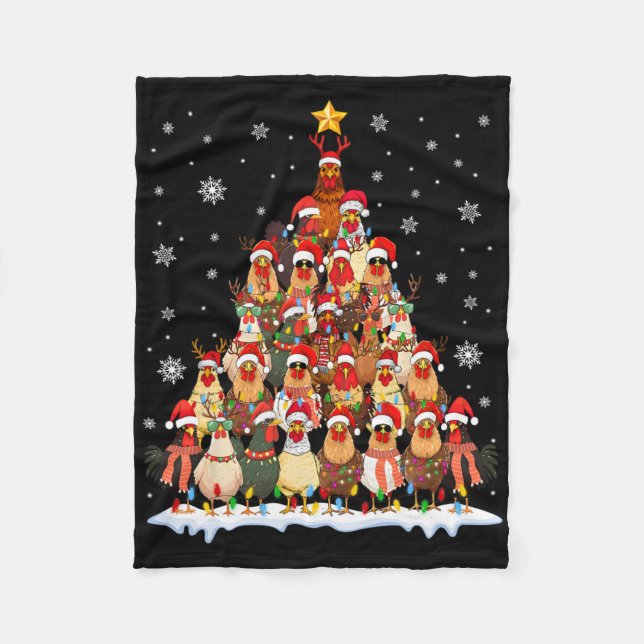 Roliga Kyckling Julgran Pyjamas Xmas Män Kvinnor Fleecefilt (Framsidan)