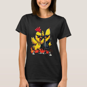 Roliga kyckling- och banan-hiphop-kompisar roliga t shirt