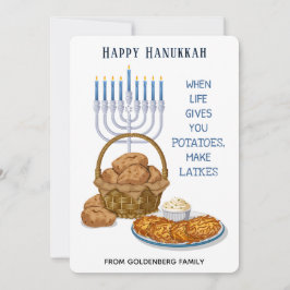 Roliga latkes potatis humor Hanukkah hälsning Julkort