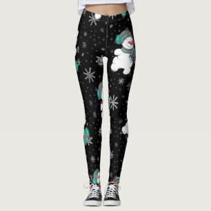 Roliga Leggings. för julsnögubbemönster Leggings