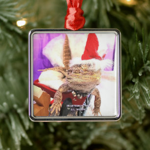 Roliga Lil' Murph Ödla i Santa Hatt Julmöte Julgransprydnad Metall