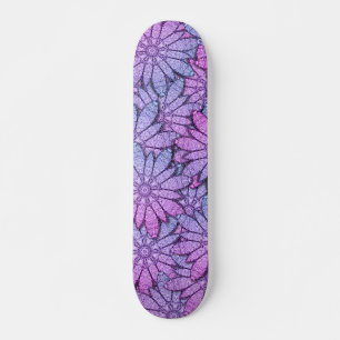 Roliga lila blommor mini skateboard bräda 18,5 cm