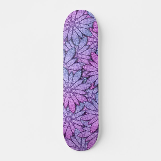 Roliga lila blommor mini skateboard bräda 18,5 cm (Framsida)