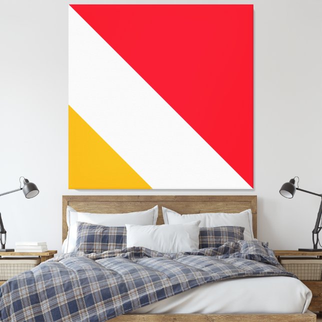 Roliga ljusa sommar röda vita gula sneda ränder canvastryck (Insitu (sovrum))