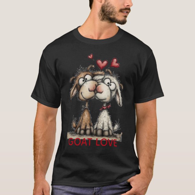 Roliga Ludna Getter i Kärlek T Shirt (Framsida)