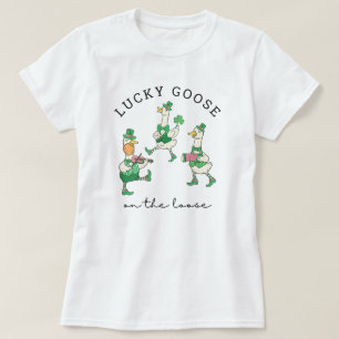 Roliga Lyckliga Dansande Gäss St Patrick's T Shirt